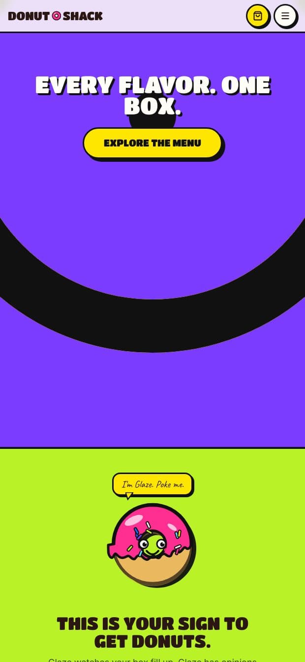 The homepage on a phone, showing the build-a-box panel stacked full width.