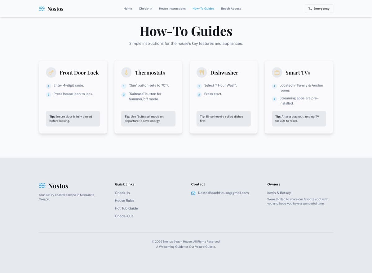 The previous how-to guides index: a list of equipment guides rendered as identical cards.